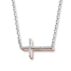 Thumbnail Image 0 of Previously Owned Diamond Cross Necklace 1/20 carat tw Sterling Silver/10K Gold