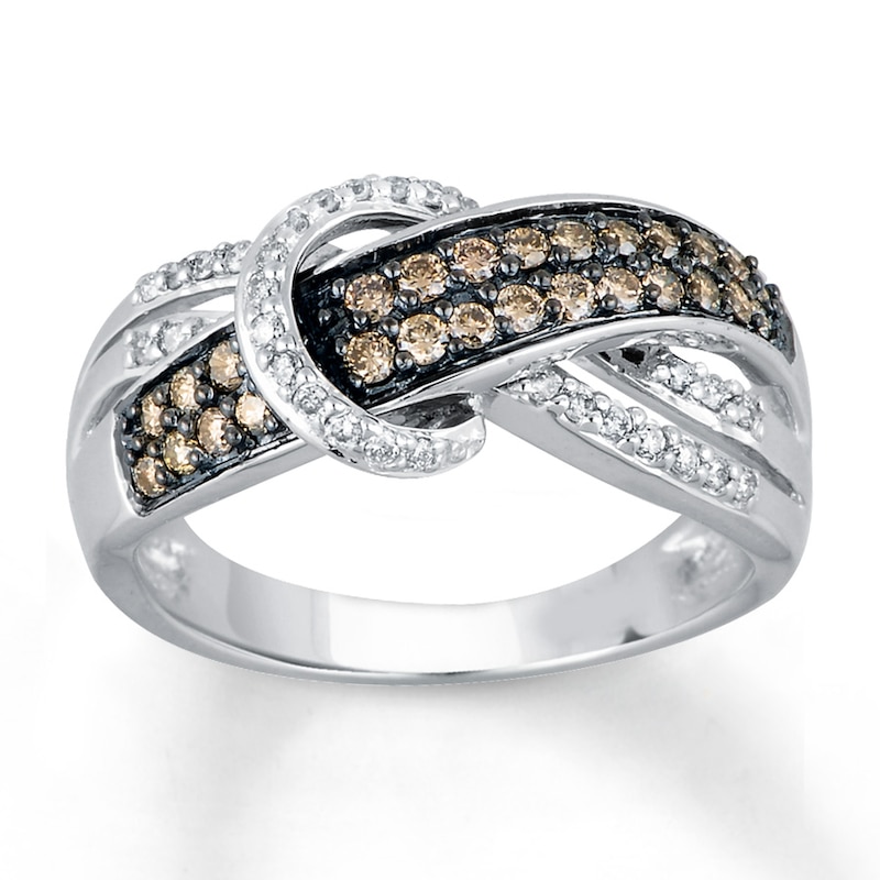 Main Image 1 of Previously Owned Brown & White Diamond Fashion Ring 1/2 ct tw 10K White Gold