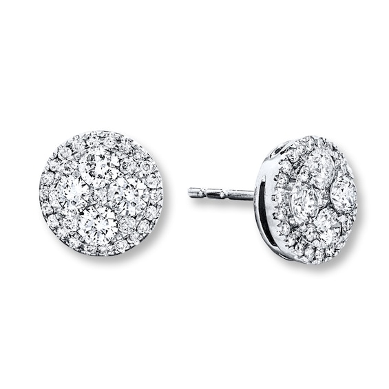 Previously Owned Diamond Stud Earrings 7/8 ct tw Round-cut 14K White Gold