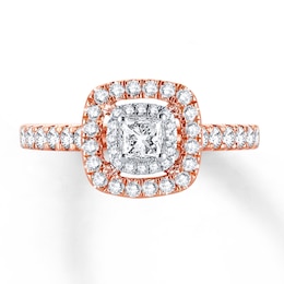 Previously Owned Diamond Ring 3/4 ct tw Princess & Round-cut 14K Rose Gold