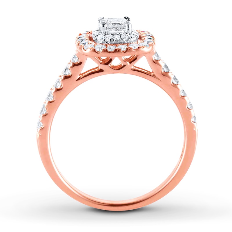 Previously Owned Diamond Ring 3/4 ct tw Princess & Round-cut 14K Rose Gold