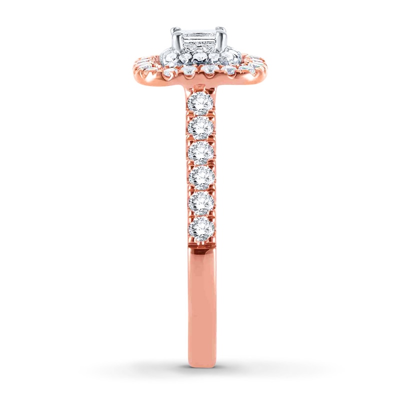 Previously Owned Diamond Ring 3/4 ct tw Princess & Round-cut 14K Rose Gold
