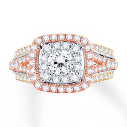 Previously Owned Diamond Engagement Ring 1-1/2 ct tw Round-cut 14K Tri-Color Gold