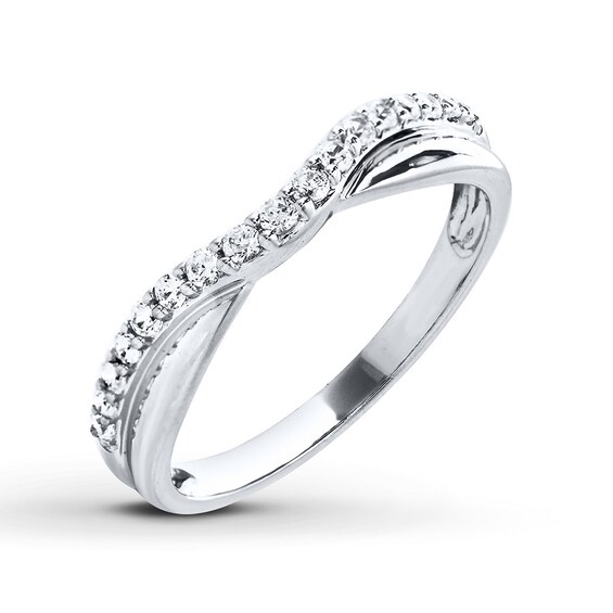 Previously Owned Diamond Anniversary Contour Band 1/10 ct tw Round-cut 14K White Gold