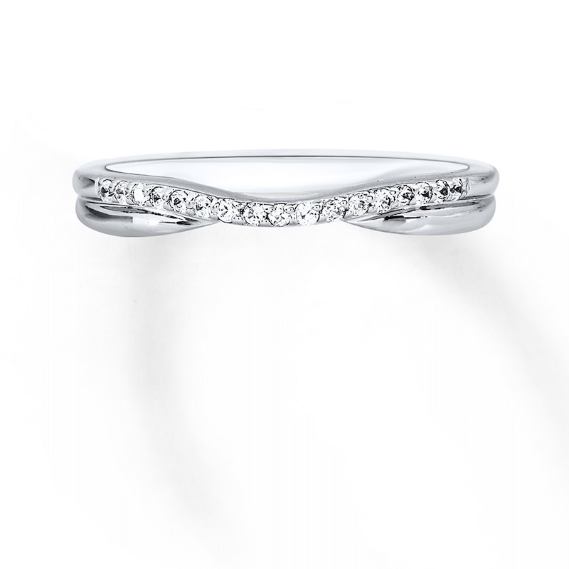 Main Image 2 of Previously Owned Diamond Anniversary Contour Band 1/10 ct tw Round-cut 14K White Gold