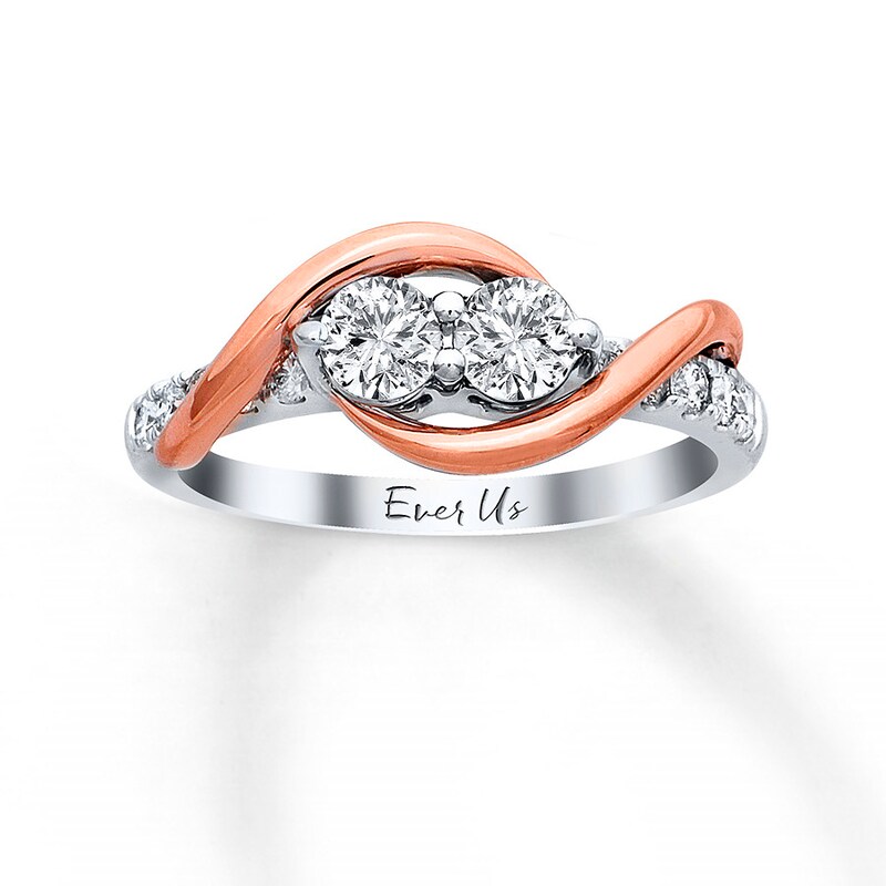 Previously Owned Ever Us Two-Stone Diamond Ring Round-cut  3/4 ct tw 14K Two-Tone Gold