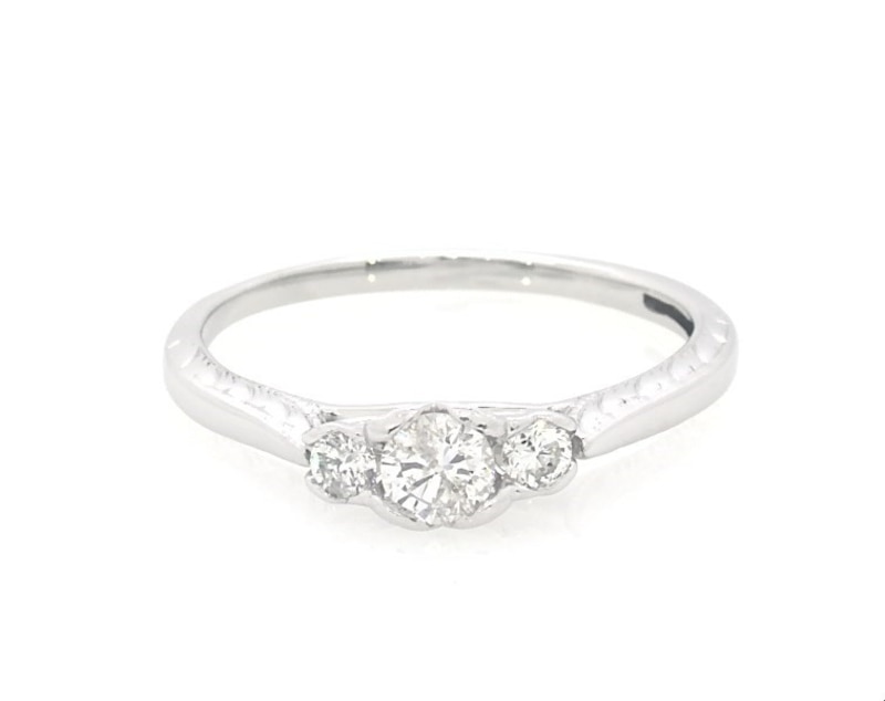 Main Image 1 of Previously Owned Diamond Three-Stone Engagement Ring 1/3 ct tw 10K White Gold