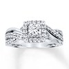 Thumbnail Image 1 of Previously Owned Diamond Engagement Ring 7/8 ct tw Princess & Round-cut 14K White Gold