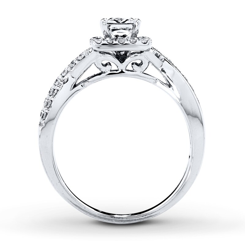 Main Image 2 of Previously Owned Diamond Engagement Ring 7/8 ct tw Princess & Round-cut 14K White Gold