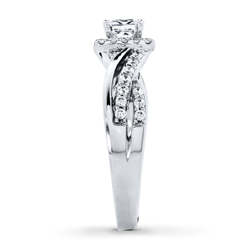 Main Image 3 of Previously Owned Diamond Engagement Ring 7/8 ct tw Princess & Round-cut 14K White Gold