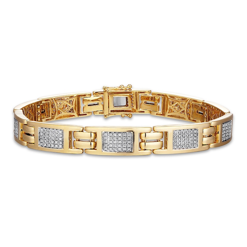 Main Image 1 of Previously Owned Men's Bracelet 1 ct tw Diamonds 10K Yellow Gold 8.5"
