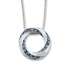 Thumbnail Image 1 of Previously Owned Blue/White Diamonds 1/5 Carat tw Sterling Silver Necklace