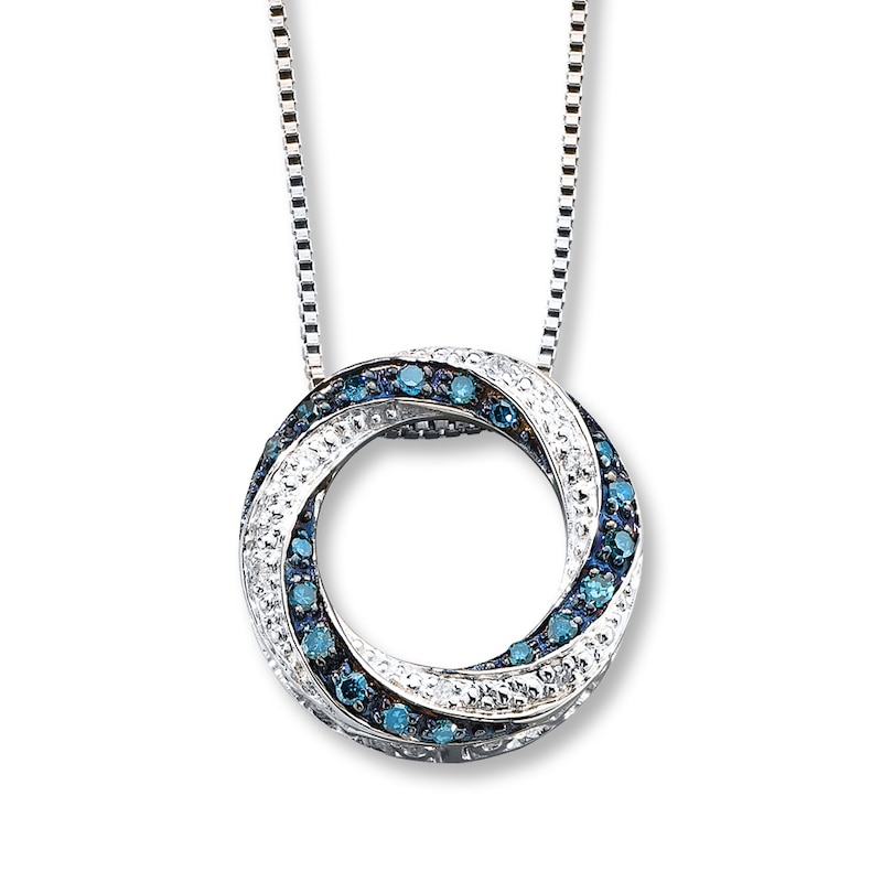 Previously Owned Blue/White Diamonds 1/5 Carat tw Sterling Silver Necklace