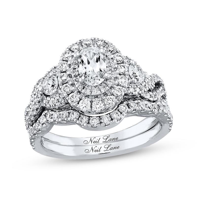 Main Image 1 of Previously Owned Neil Lane Bridal Set 1-1/2 ct tw Oval & Round-cut Diamonds 14K White Gold