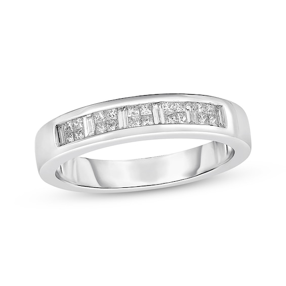 Previously Owned Men's Diamond Band 1 ct tw Square & Baguette-cut 10K White Gold