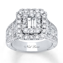 Previously Owned Neil Lane Engagement Ring 2-3/4 ct tw Princess & Round-cut Diamonds 14K White Gold