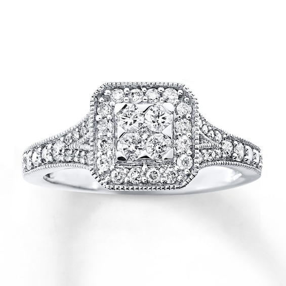 Previously Owned Diamond Ring 1/2 ct tw Round-cut 10K White Gold Size 4.75