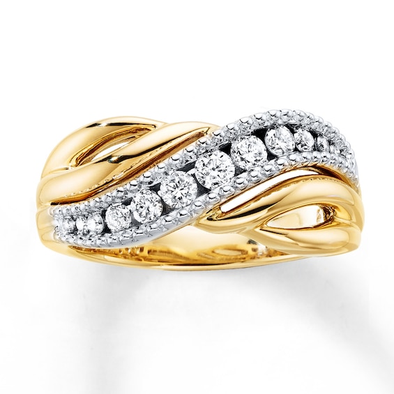 Previously Owned Diamond Ring 3/8 ct tw Round-cut 10K Two-Tone Gold Size 9