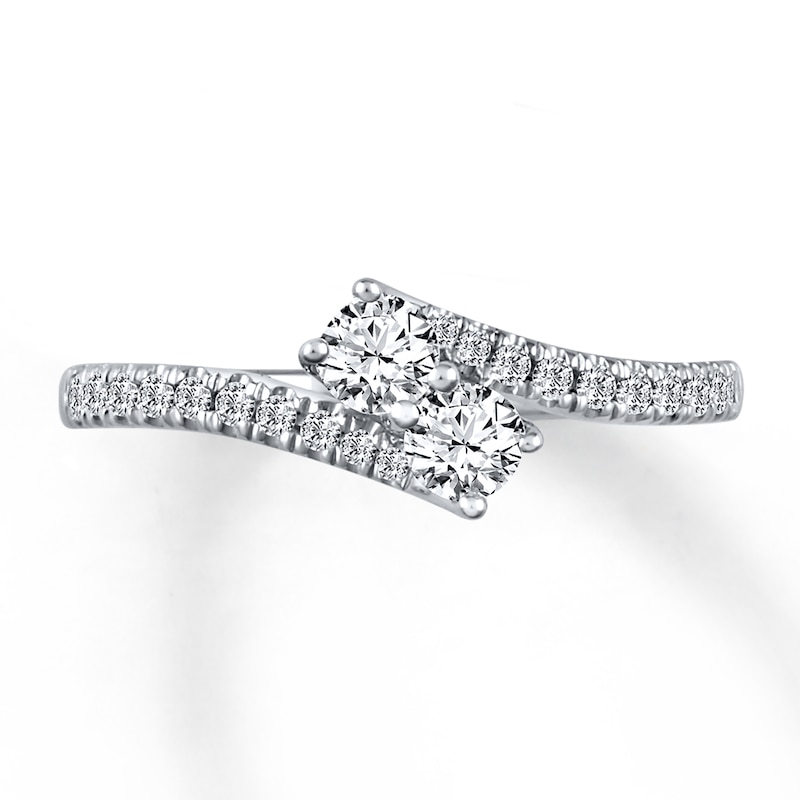 Main Image 3 of Previously Owned Ever Us Two-Stone Ring 1/2 ct tw Round-cut Diamonds 14K White Gold - Size 10