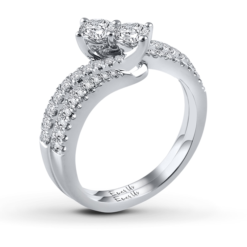 Main Image 4 of Previously Owned Ever Us Two-Stone Ring 1/2 ct tw Round-cut Diamonds 14K White Gold - Size 10