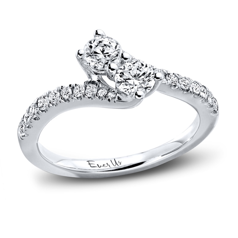 Main Image 1 of Previously Owned Ever Us Two-Stone Ring 3/4 ct tw Round-cut Diamonds 14K White Gold - Size 5.5