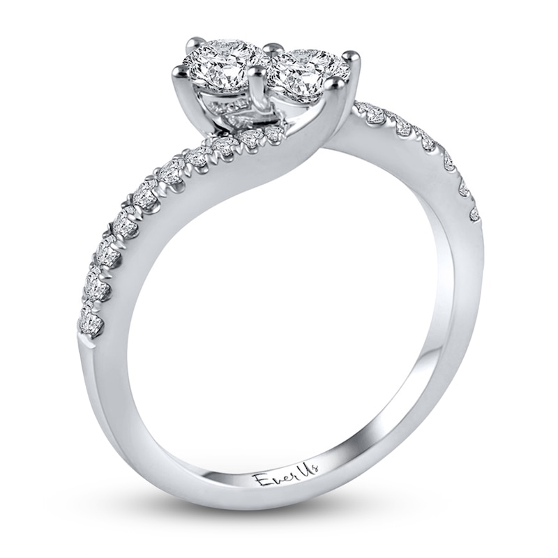 Main Image 2 of Previously Owned Ever Us Two-Stone Ring 3/4 ct tw Round-cut Diamonds 14K White Gold - Size 5.5