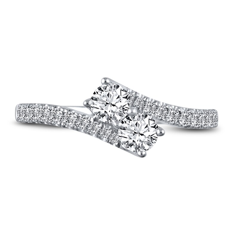 Main Image 3 of Previously Owned Ever Us Two-Stone Ring 3/4 ct tw Round-cut Diamonds 14K White Gold - Size 5.5