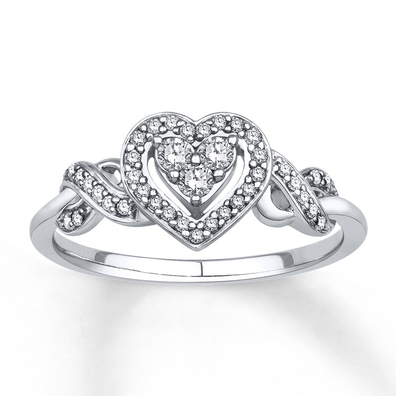 Previously Owned Diamond Heart Ring 1/4 ct tw Round-cut 10K White Gold - Size 5