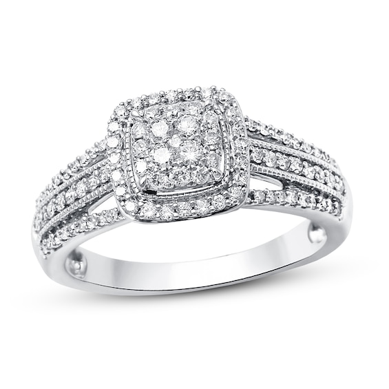 Previously Owned Diamond Ring 1/2 ct tw Round-cut 10K White Gold Size