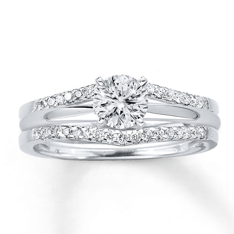 Main Image 2 of Previously Owned Diamond Enhancer Ring 1/4 ct tw Round-cut 14K White Gold Size 3.25