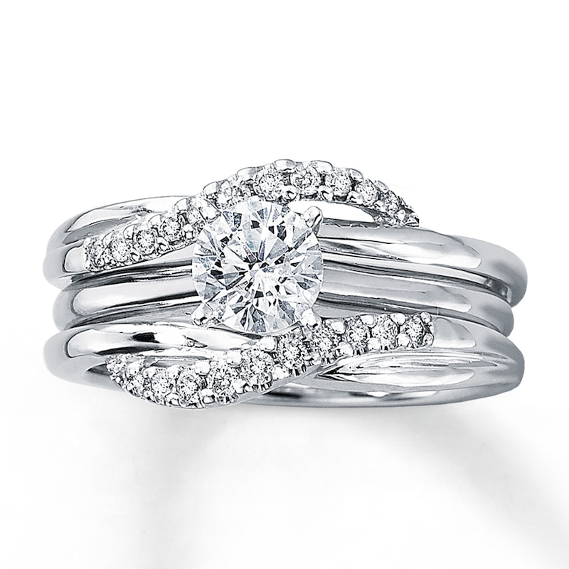 Main Image 4 of Previously Owned Diamond Enhancer Ring 1/5 ct tw Round-cut 14K White Gold Size 9.5