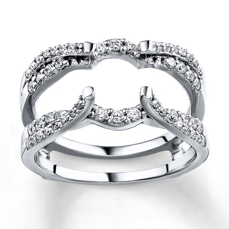 Main Image 1 of Previously Owned Diamond Enhancer Ring 1/2 ct tw Round-cut 14K White Gold - Size 3.75