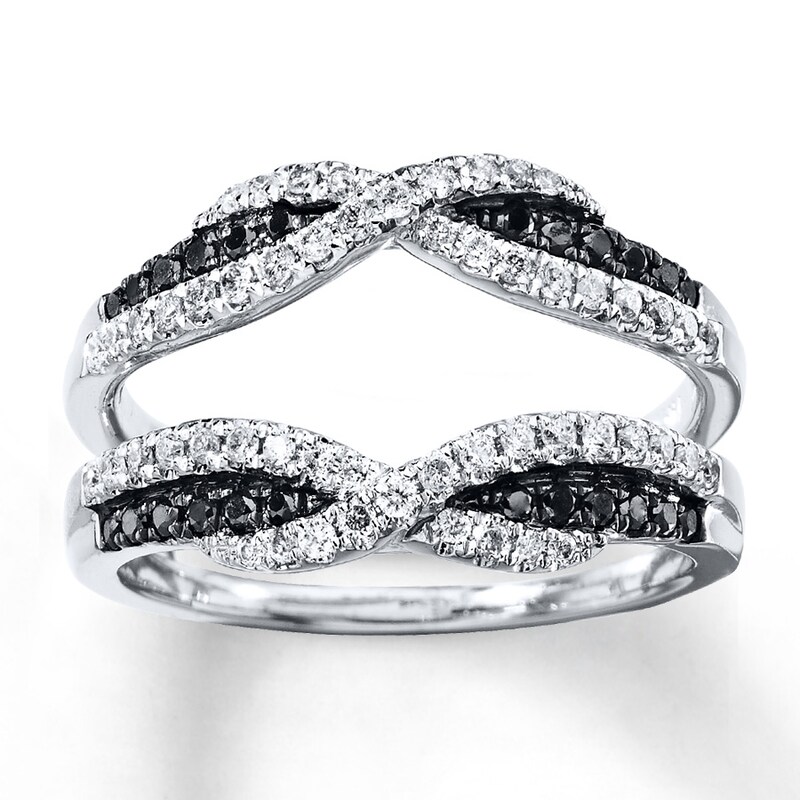 Main Image 1 of Previously Owned Black & White Diamonds 1/2 ct tw Enhancer Ring 14K White Gold Size 10