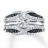 Thumbnail Image 4 of Previously Owned Black & White Diamonds 1/2 ct tw Enhancer Ring 14K White Gold Size 10