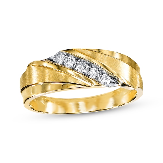 Previously Owned Men's Wedding Band 1/4 ct tw Diamonds 10K Yellow Gold Size 7