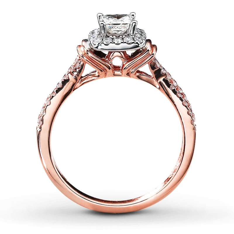 Main Image 2 of Previously Owned Diamond Engagement Ring 3/4 ct tw Princess & Round-cut 14K Two-Tone Gold - Size 10.25