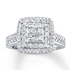Thumbnail Image 1 of Previously Owned Diamond Engagement Ring 1 ct tw Princess & Round-cut 14K White Gold - Size 5.5