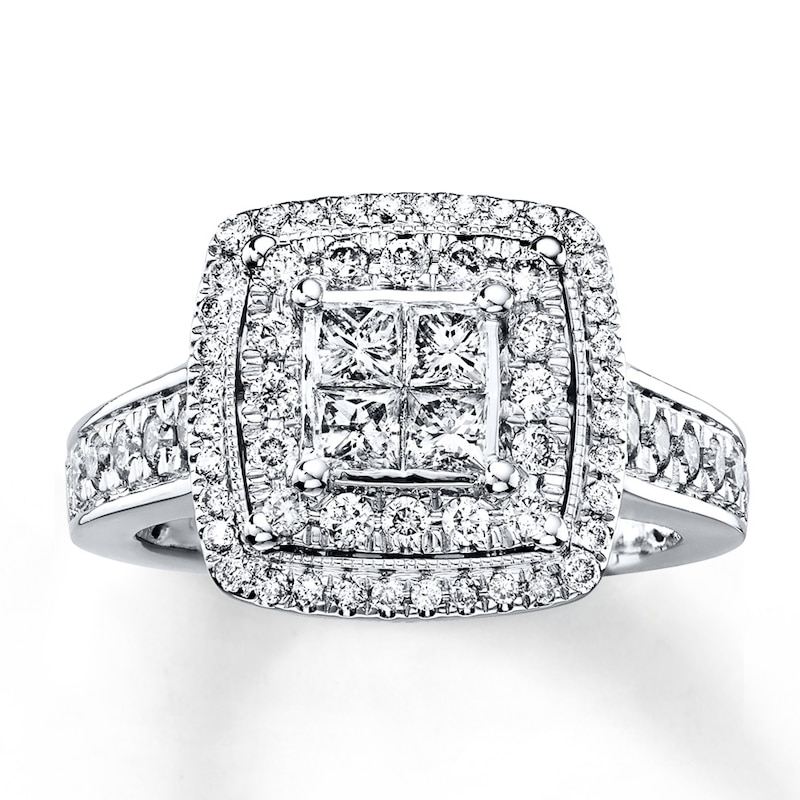 Main Image 1 of Previously Owned Diamond Engagement Ring 1 ct tw Princess & Round-cut 14K White Gold - Size 5.5