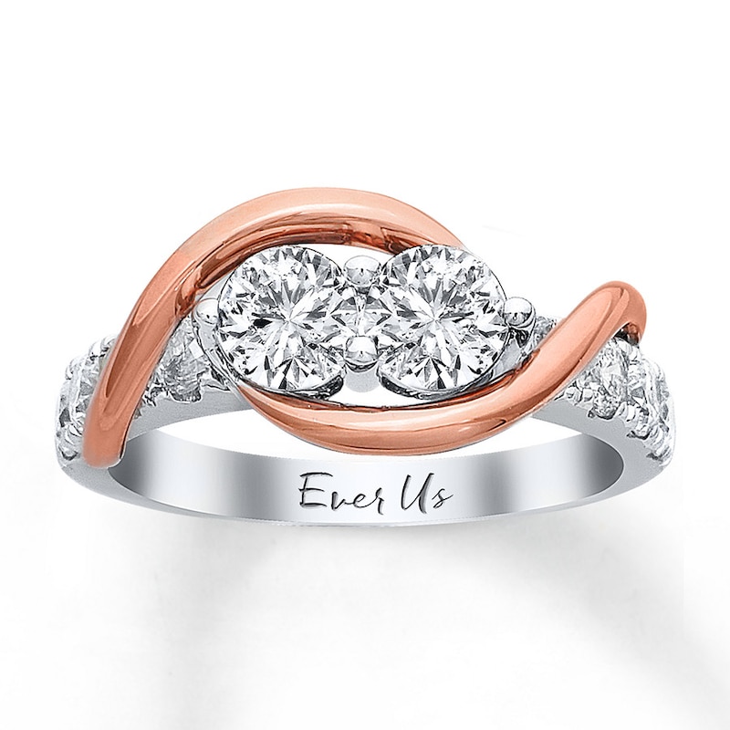 Main Image 1 of Previously Owned Ever Us Two-Stone Anniversary Ring 1-1/2 ct tw Round-cut Diamonds 14K Two-Tone Gold - Size 8