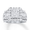 Thumbnail Image 1 of Previously Owned Diamond Engagement Ring 3-1/2 ct tw Princess, Round & Baguette-cut 14K White Gold - Size 9