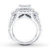 Thumbnail Image 2 of Previously Owned Diamond Engagement Ring 3-1/2 ct tw Princess, Round & Baguette-cut 14K White Gold - Size 9