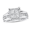 Thumbnail Image 0 of Previously Owned Diamond Engagement Ring 1-3/8 ct tw Princess & Round-cut 14K White Gold - Size 9.75