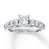 Thumbnail Image 1 of Previously Owned Engagement Ring 1-3/8 ct tw Princess & Round-cut Diamonds 14K White Gold Size 9.5