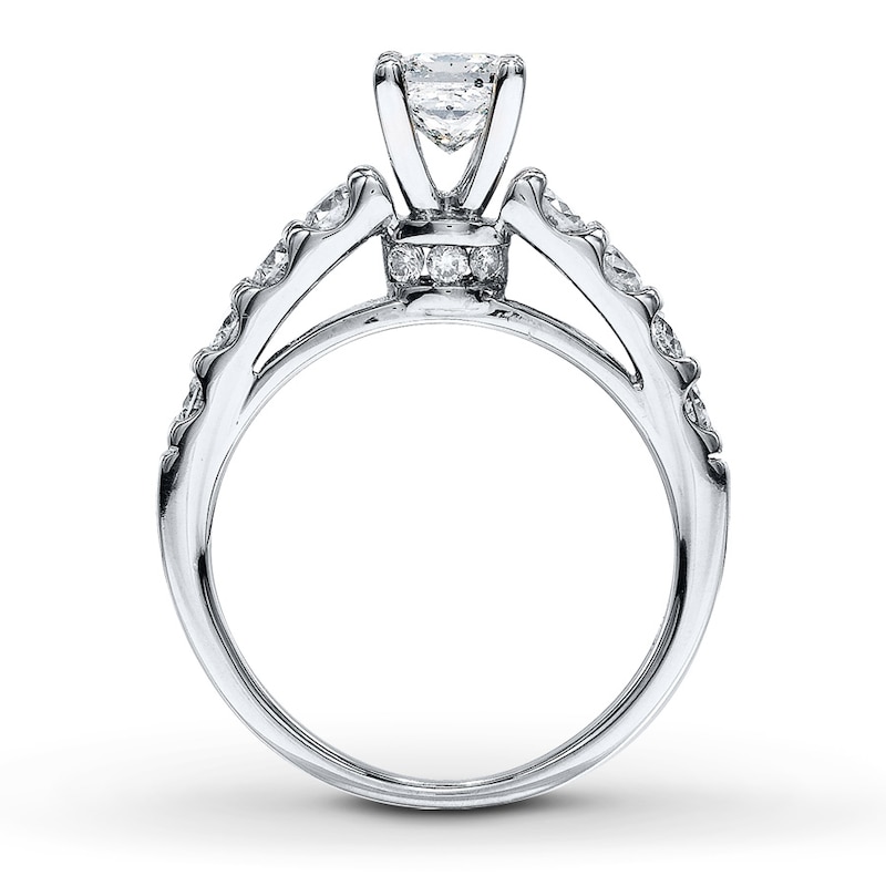 Main Image 2 of Previously Owned Engagement Ring 1-3/8 ct tw Princess & Round-cut Diamonds 14K White Gold Size 9.5