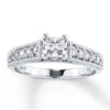 Thumbnail Image 1 of Previously Owned Engagement Ring 3/4 ct tw Princess & Round-cut Diamonds 14K White Gold Size 3.75