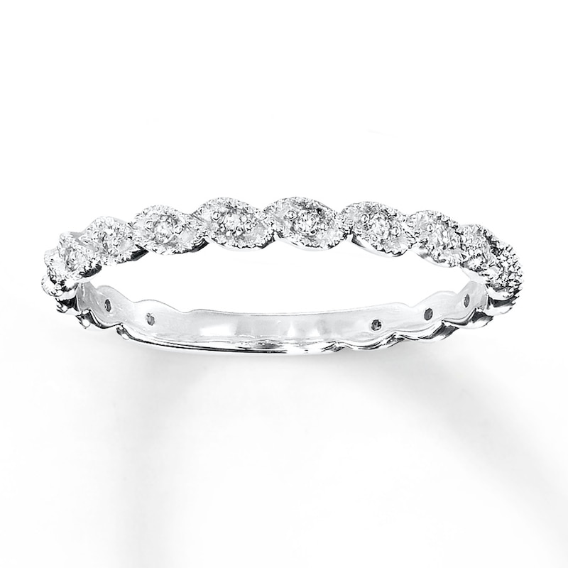 Main Image 1 of Previously Owned Previously Owned Ring 1/10 ct tw Round-cut Diamonds 14K White Gold - Size 8.5