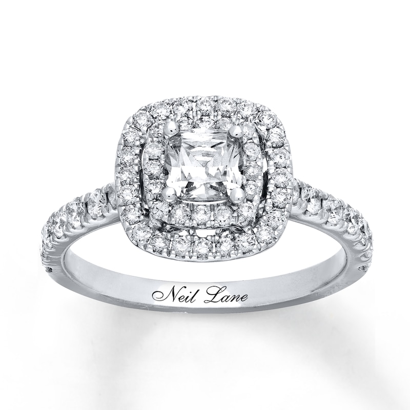 Main Image 1 of Previously Owned Neil Lane Engagement Ring 1-1/8 ct tw Cushion & Round-cut Diamonds 14K White Gold - Size 9.5