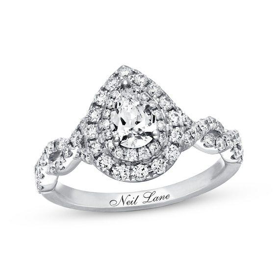 Previously Owned Neil Lane Engagement Ring 1-1/8 ct tw Pear & Round-cut Diamonds 14K White Gold Size