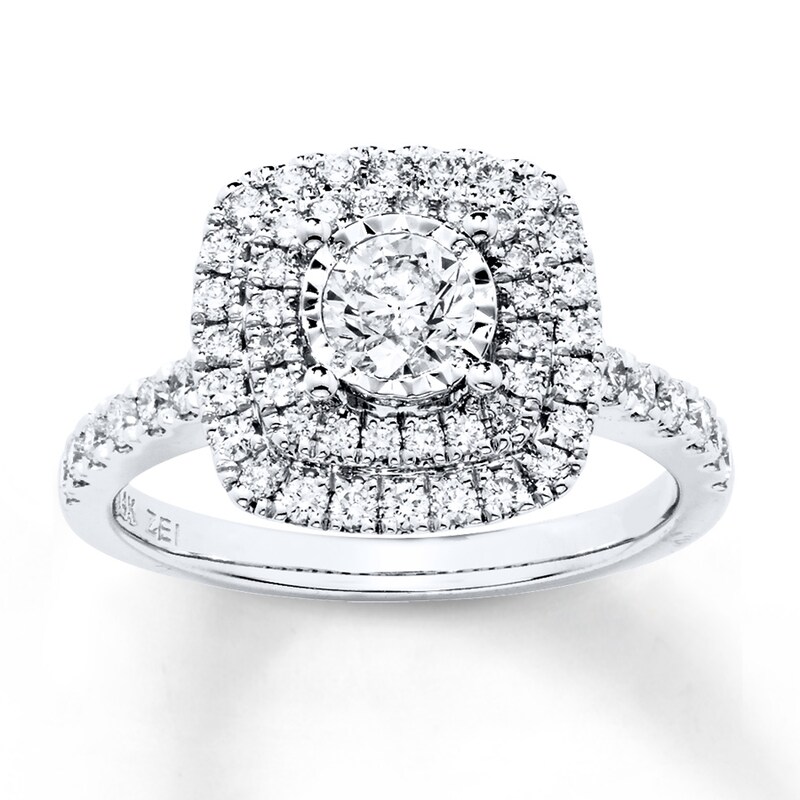 Main Image 1 of Previously Owned Diamond Engagement Ring 1 ct tw Round-cut 14K White Gold - Size 9