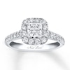 Previously Owned Neil Lane Engagement Ring 1-1/2 ct tw Princess & Round-cut Diamonds 14K White Gold